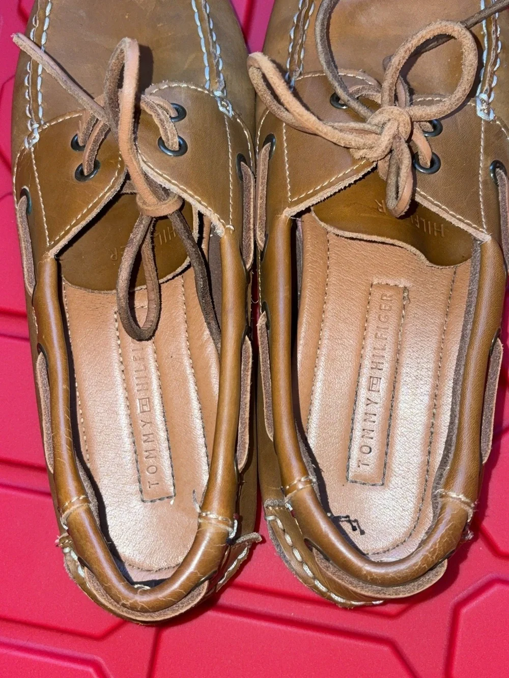 Tommy Hilfiger Men’s Brown Leather Boat Shoes 8